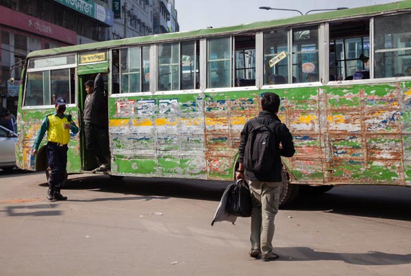 Bus full of scratches in Bangladesh