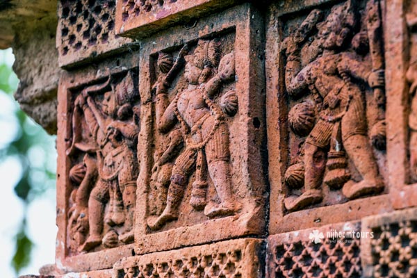 Terracotta work at the Gobinda Temple in Puthia