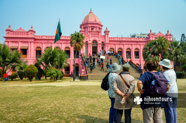 Visitors at Ahsan Manzil (Pink Palace) on our Dhaka City Tour