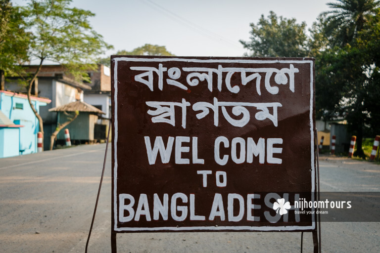 Sign post at a land border in Bangladesh