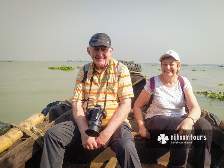 Sally & Anthony Yeshin on a boat in River Meghna