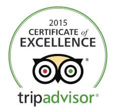 TripAdvisor Certificate of Excellence 2015 award