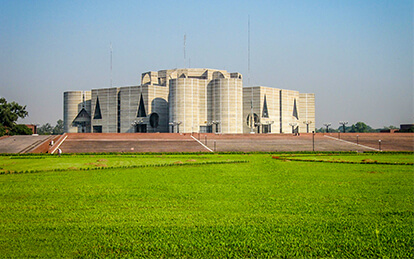 A photo of Bangladesh National Assembly Building designed by Louis Kahn in Dhaka Architecture Tour