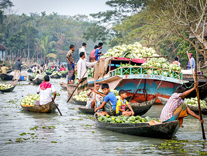 Photo of a floating vegetable market on Backwater & Bagerhat Tour in Bangladesh
