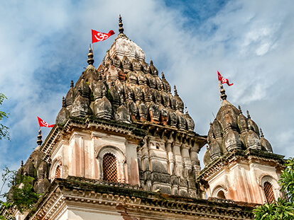 The spires of the Shiva Temple of Puthia on the Best of Rajshahi Tour